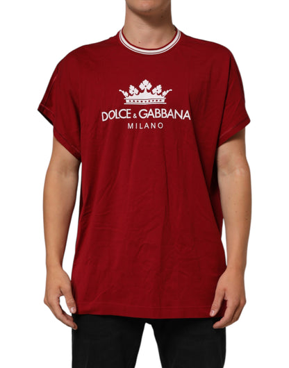 Dolce &amp; Gabbana – Kastanienbraunes T-Shirt aus Baumwolle mit halblangen Ärmeln und LogoCrown