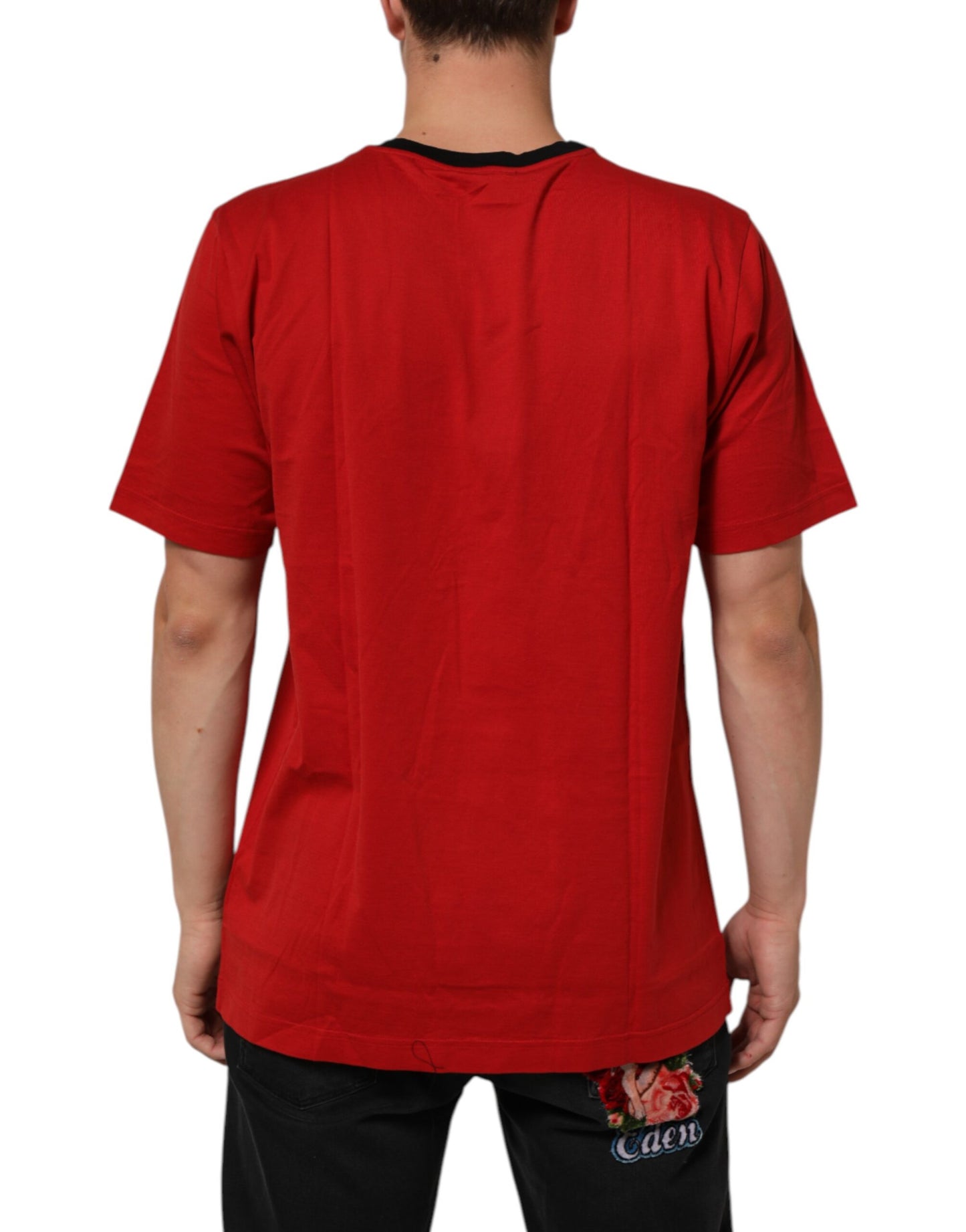 Dolce &amp; Gabbana – Rotes T-Shirt aus Baumwolle mit Krone und Logo