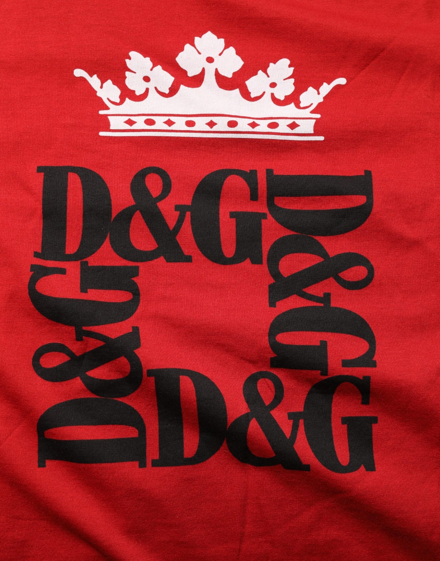 Dolce &amp; Gabbana – Rotes T-Shirt aus Baumwolle mit Krone und Logo