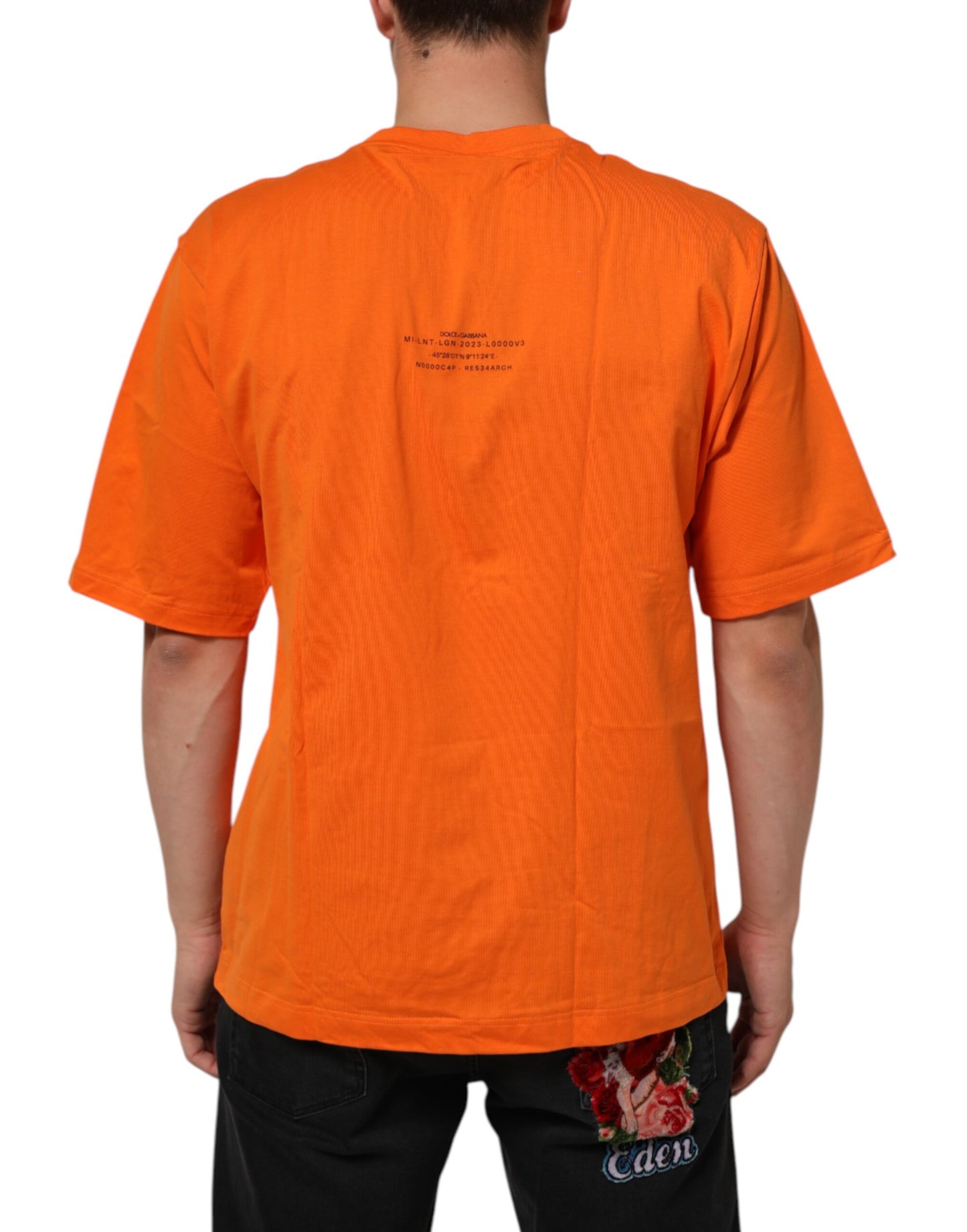 Dolce &amp; Gabbana – Orangefarbenes T-Shirt mit Rundhalsausschnitt und kurzen Ärmeln DGVIB3