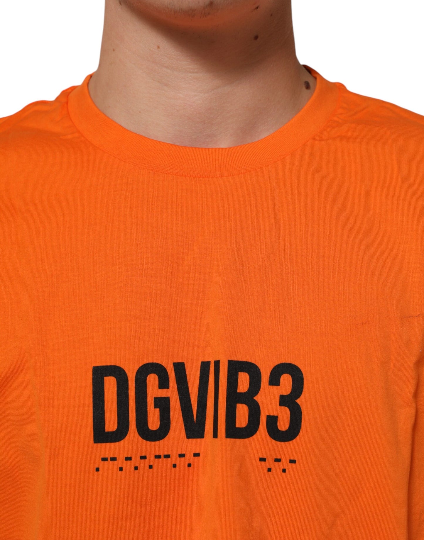 Dolce &amp; Gabbana – Orangefarbenes T-Shirt mit Rundhalsausschnitt und kurzen Ärmeln DGVIB3