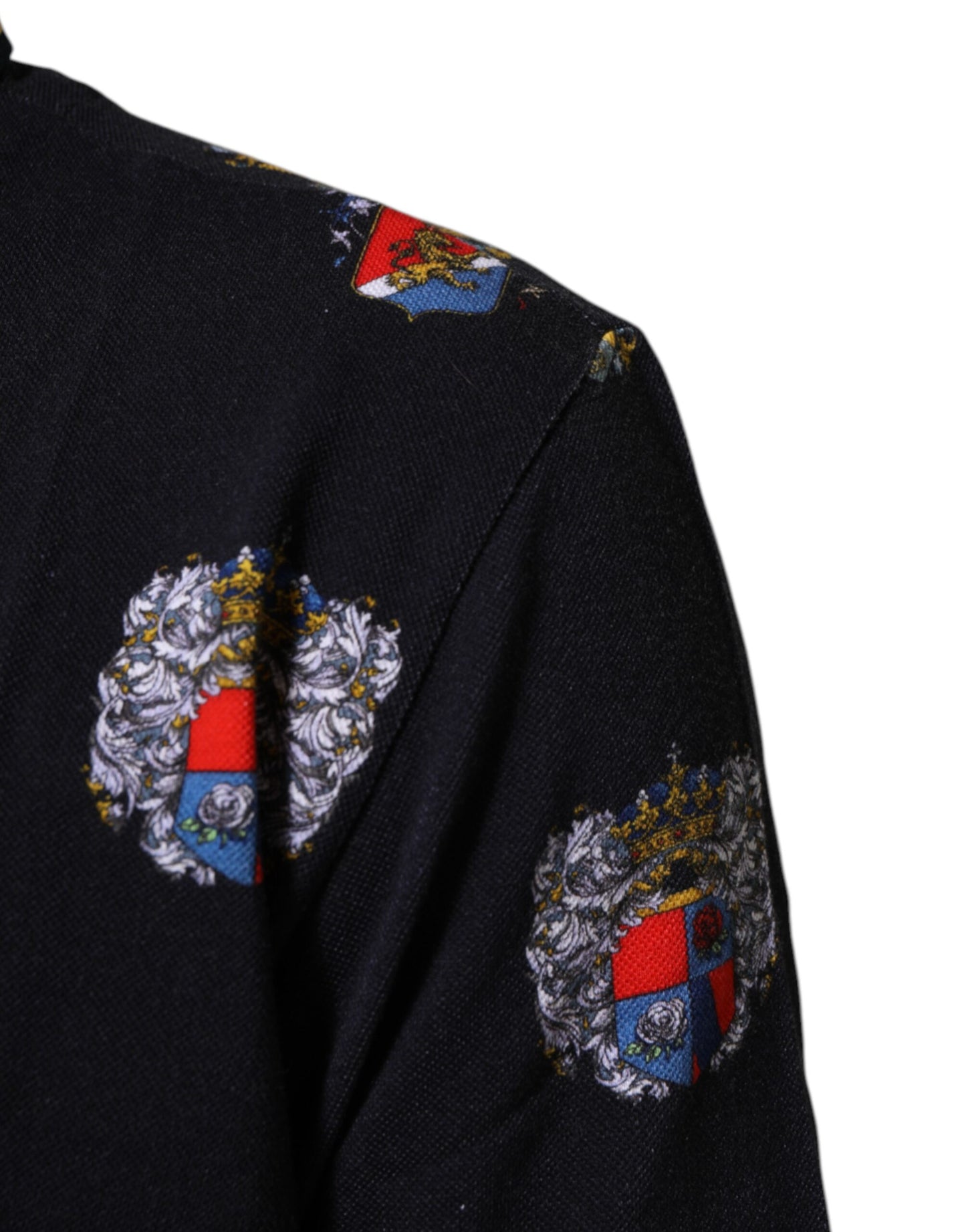 Dolce &amp; Gabbana – Blaues Poloshirt mit heraldischem Wappen-Print
