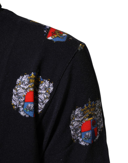 Dolce &amp; Gabbana – Blaues Poloshirt mit heraldischem Wappen-Print