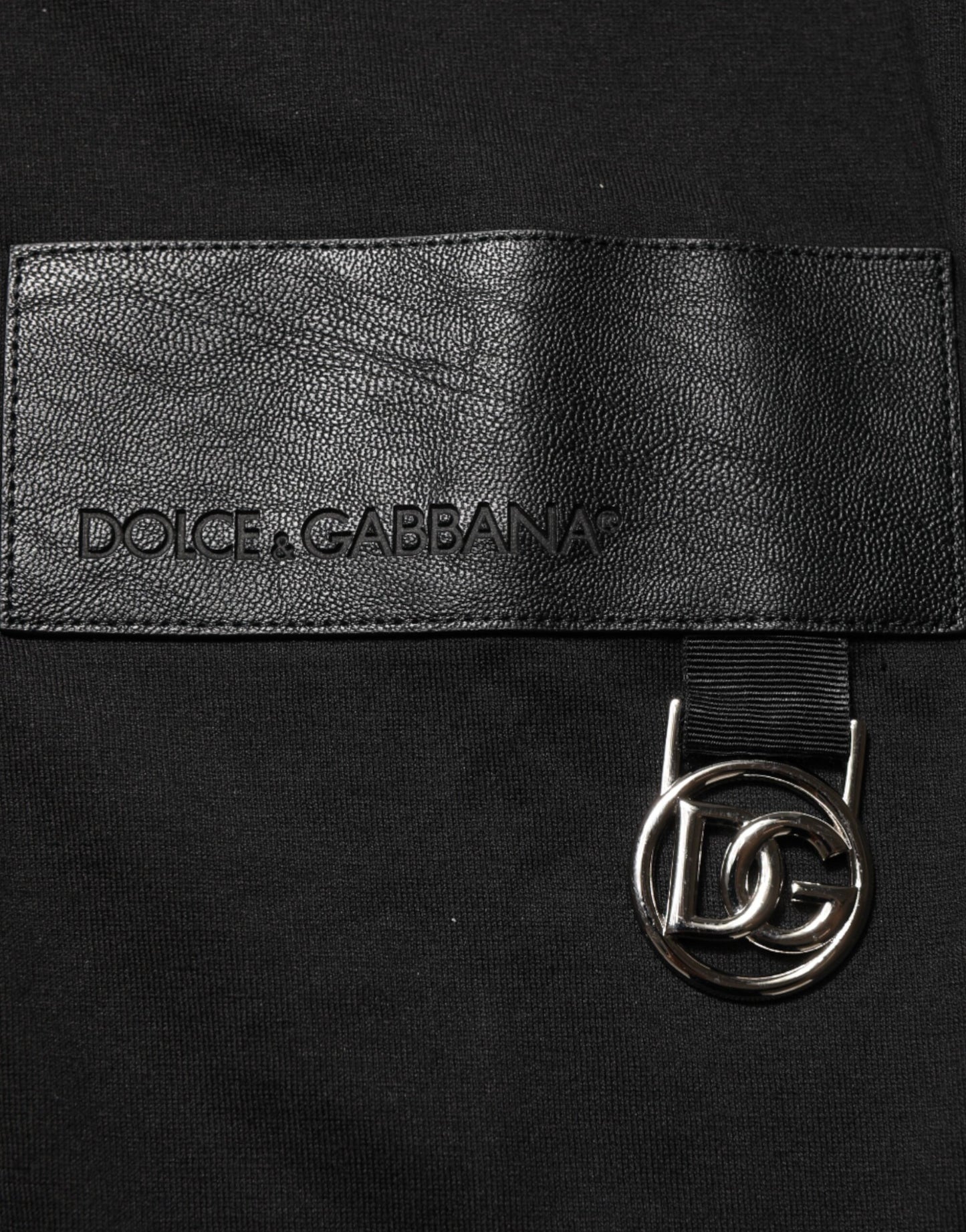 Dolce &amp; Gabbana – Schwarzes Baumwoll-T-Shirt mit Rundhalsausschnitt und Logo-Plakette