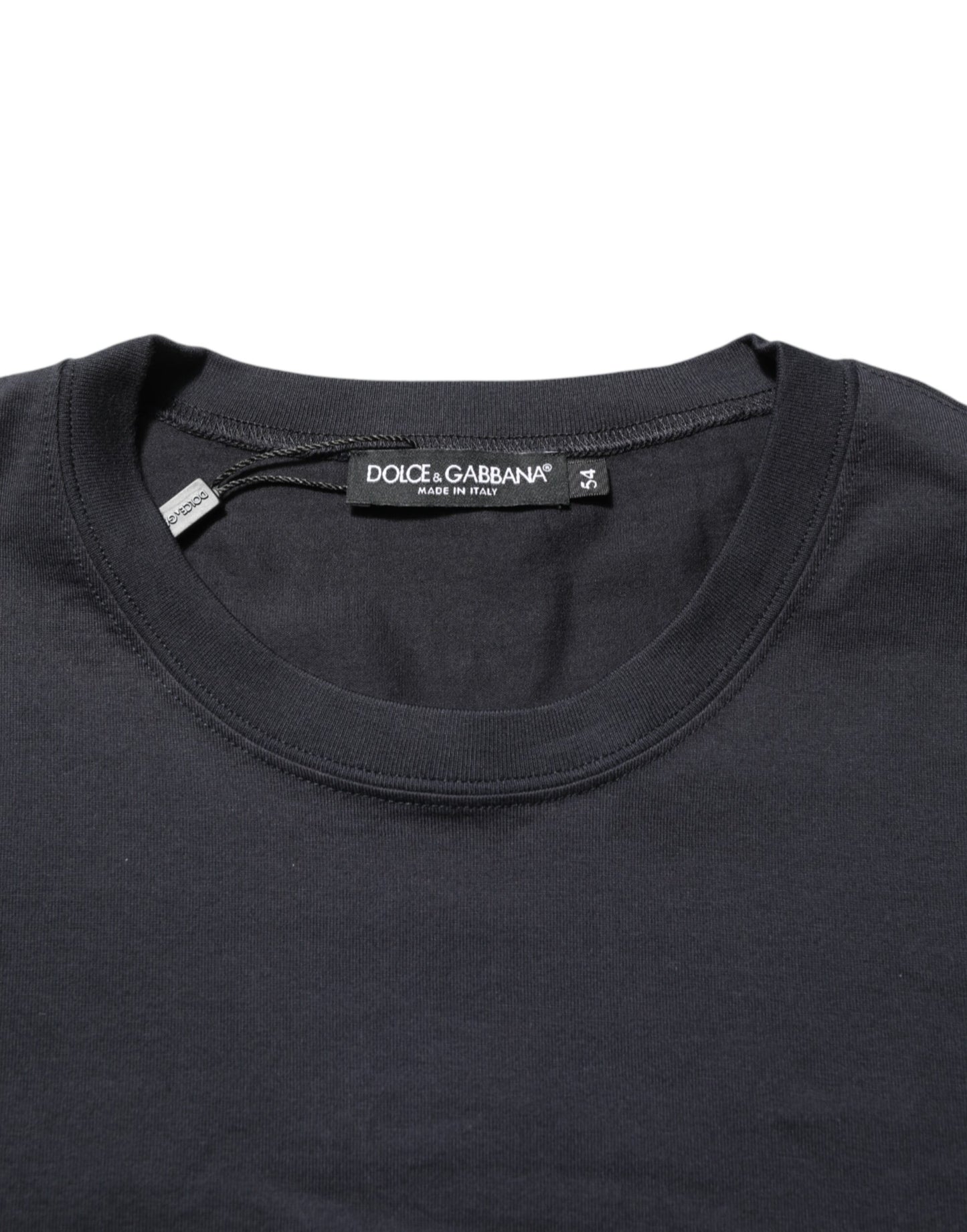 Dolce &amp; Gabbana Schwarzes T-Shirt aus Baumwolle mit Rundhalsausschnitt und Kompass