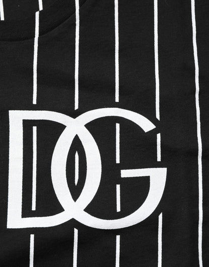 Dolce &amp; Gabbana – Schwarzes T-Shirt aus Baumwolle mit Polka Dots und Rundhalsausschnitt