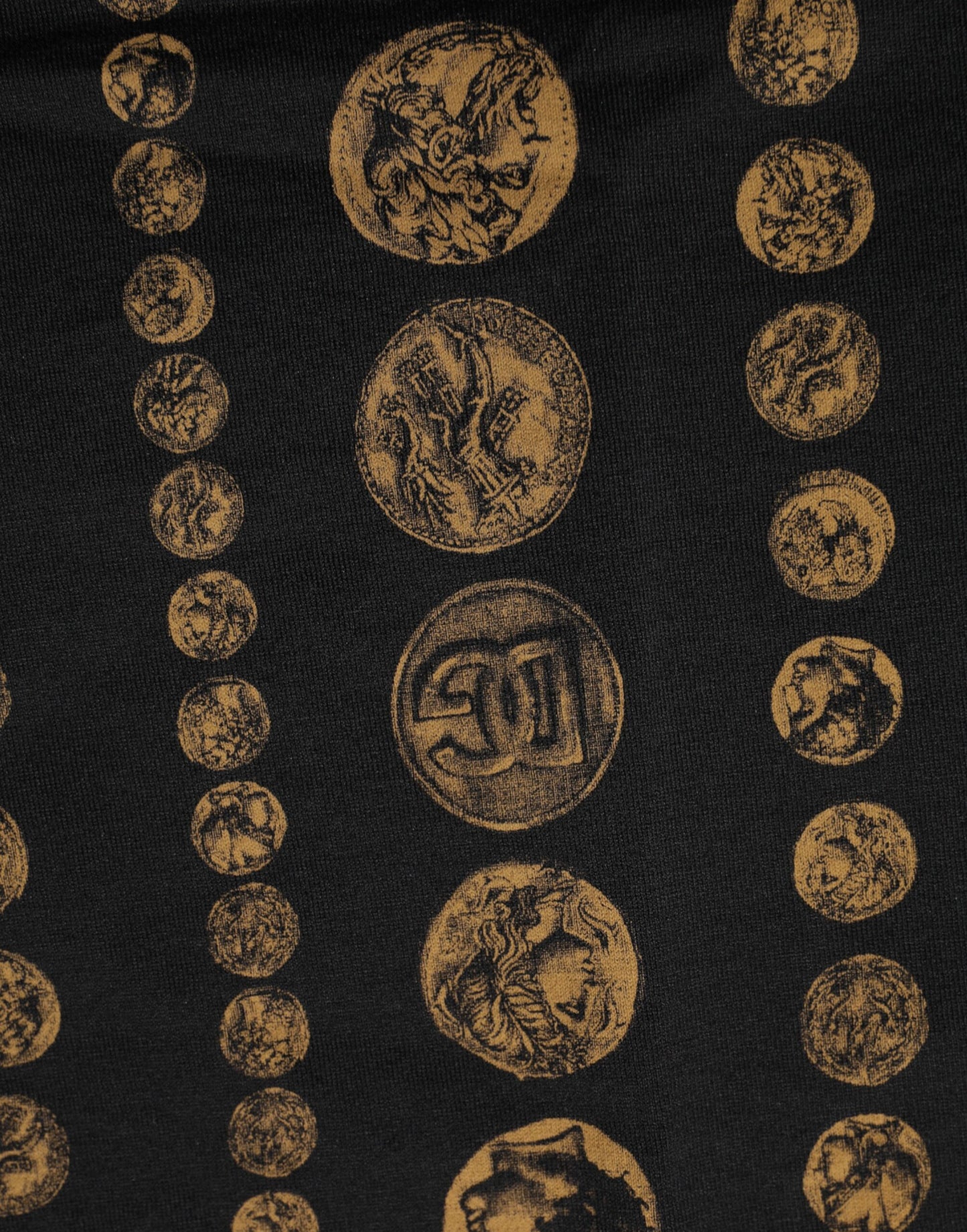 Dolce &amp; Gabbana – Schwarzes Baumwoll-T-Shirt mit Rundhalsausschnitt und Münzdruck