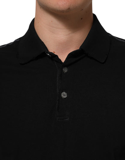 Dolce &amp; Gabbana – Poloshirt aus schwarzer Baumwolle mit Grafikdruck