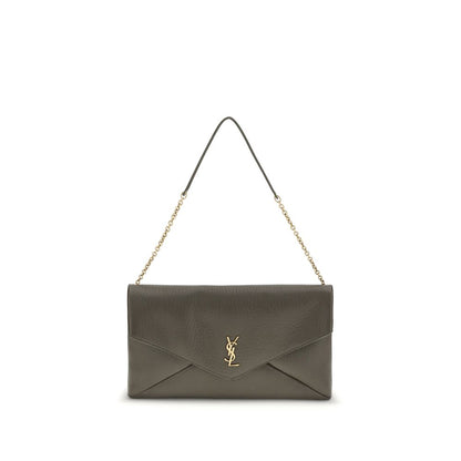 Saint Laurent Grüne Lammschultertasche aus Ovis Aries Leder