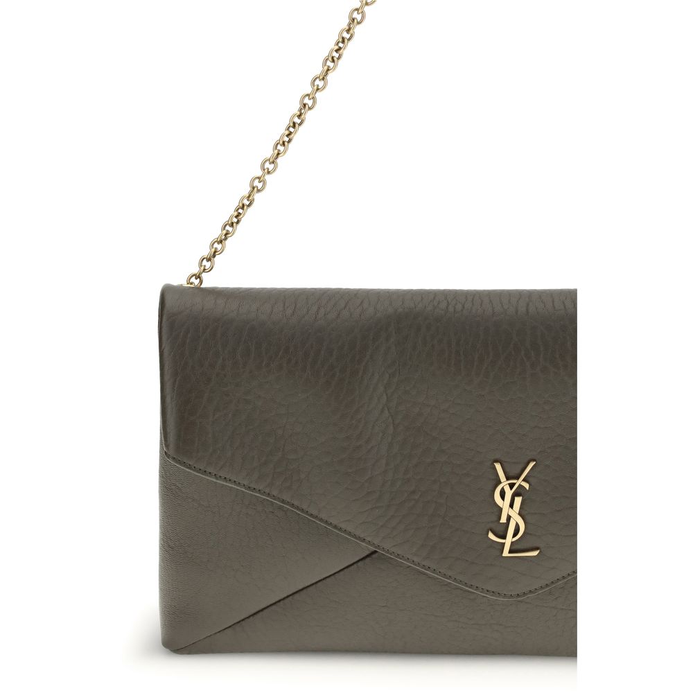 Saint Laurent Grüne Lammschultertasche aus Ovis Aries Leder
