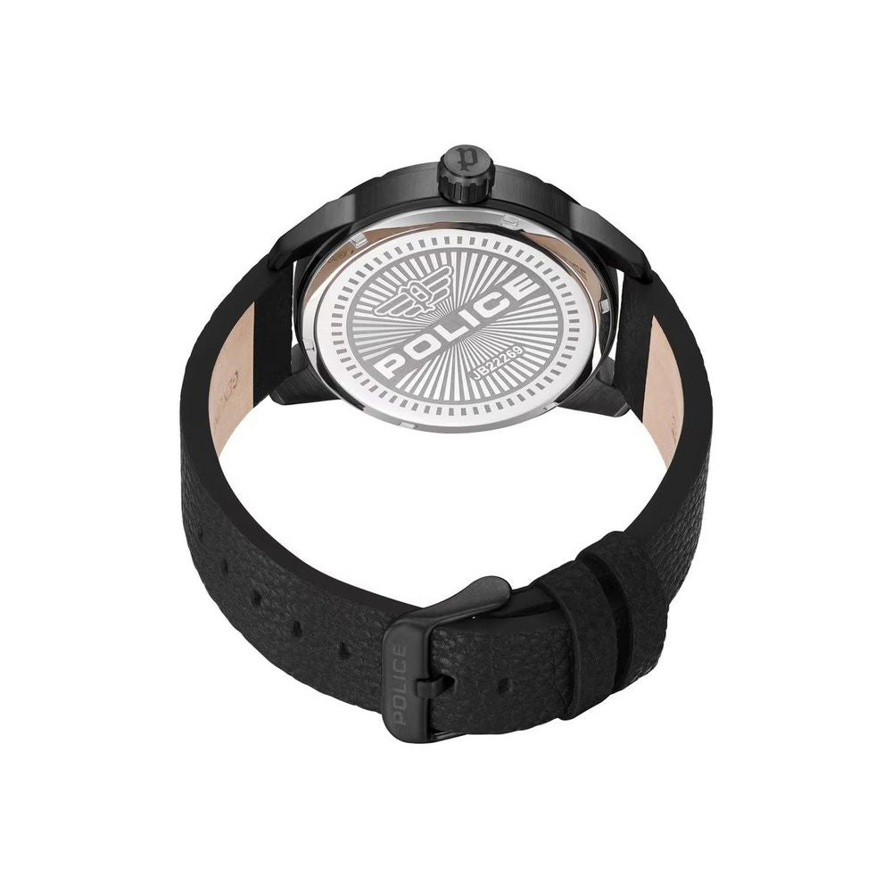 Schwarze Lederuhr von Police