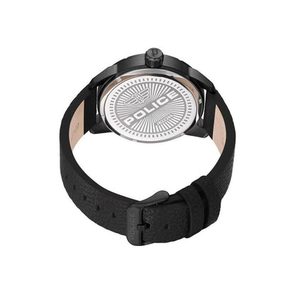 Schwarze Lederuhr von Police