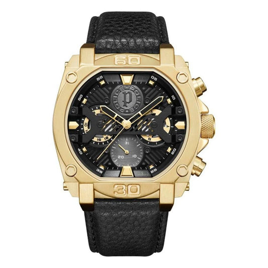 Schwarze Lederuhr von Police