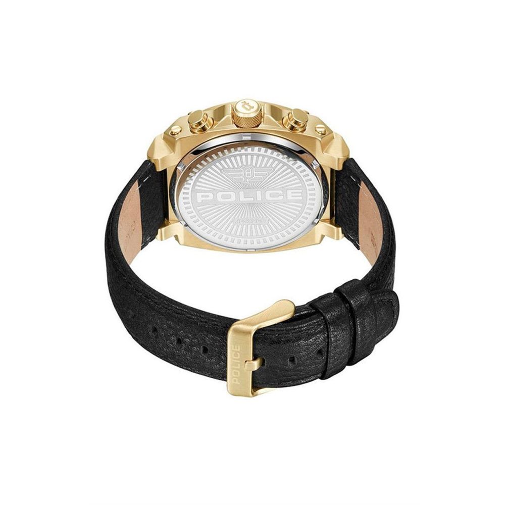 Schwarze Lederuhr von Police