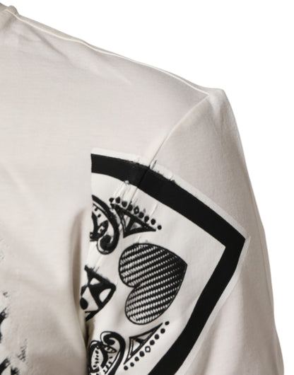 Dolce &amp; Gabbana – Weißes Baumwoll-T-Shirt mit Bandana-Logo-Print für Herren