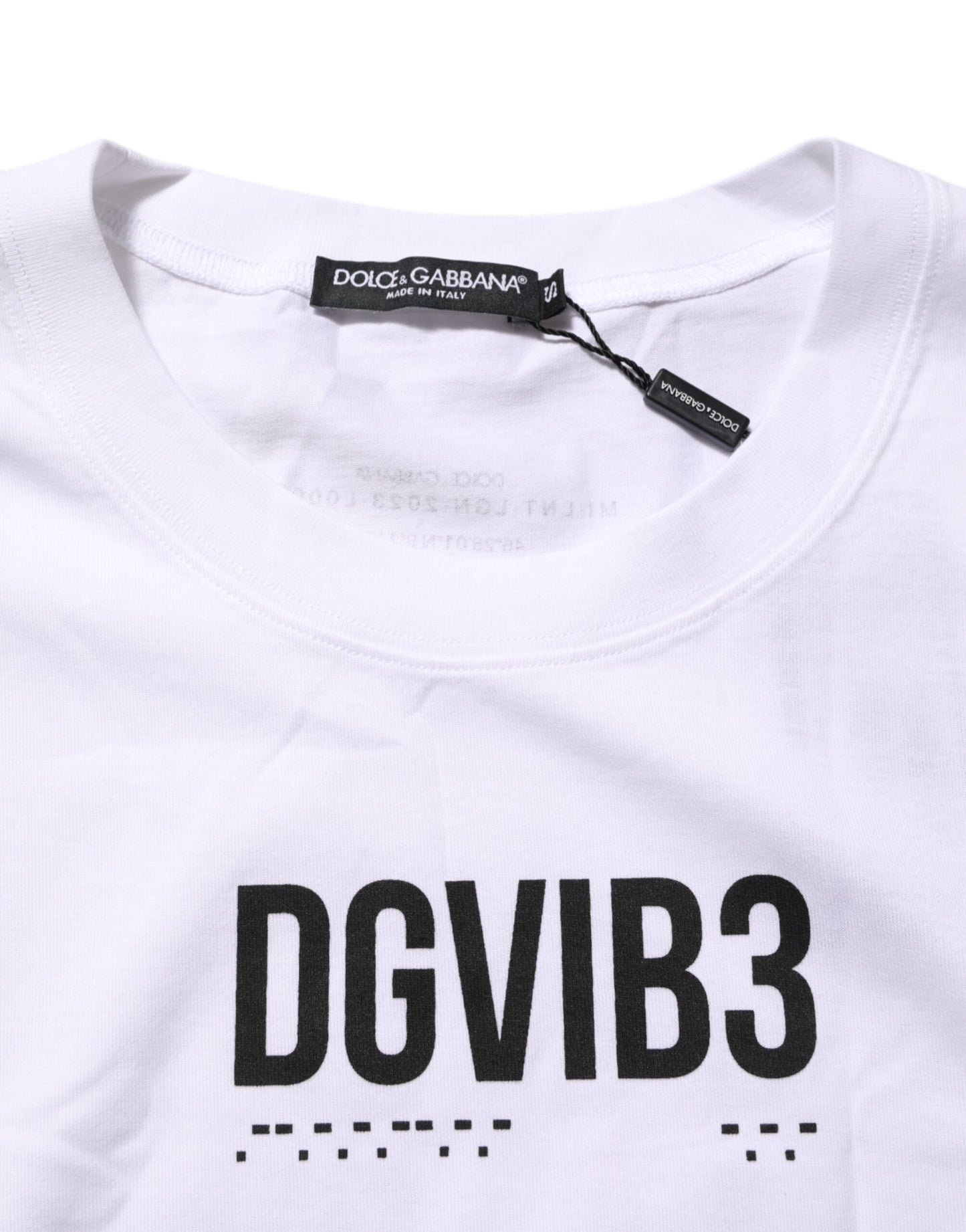 Dolce &amp; Gabbana – Ärmelloses Tank-T-Shirt aus weißer Baumwolle mit Aufdruck