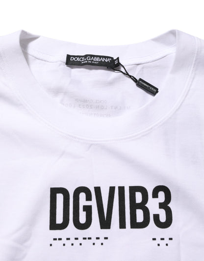 Dolce &amp; Gabbana – Ärmelloses Tank-T-Shirt aus weißer Baumwolle mit Aufdruck