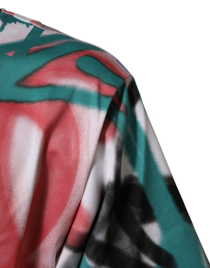 Dolce &amp; Gabbana – Weißes T-Shirt mit Rundhalsausschnitt und kurzen Ärmeln und Graffiti-Print