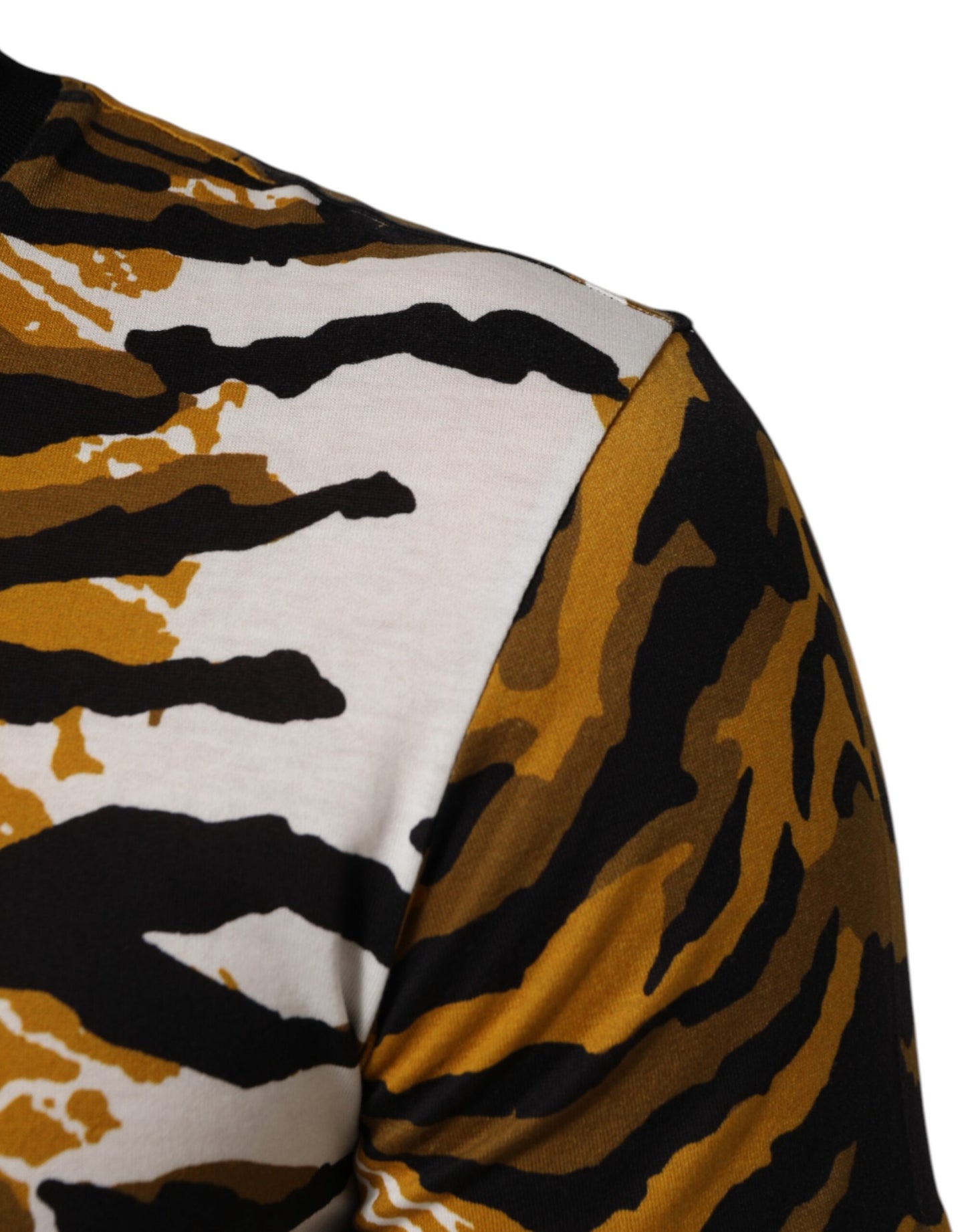 Dolce &amp; Gabbana Mehrfarbiges T-Shirt mit Rundhalsausschnitt und Leopardenmuster in Palmenblättern für Herren