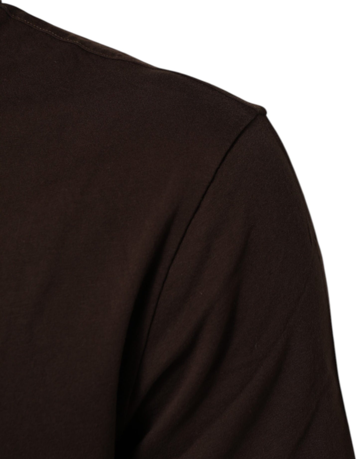 Dolce &amp; Gabbana – Braunes T-Shirt mit Rundhalsausschnitt und Lorbeer-Print für Herren