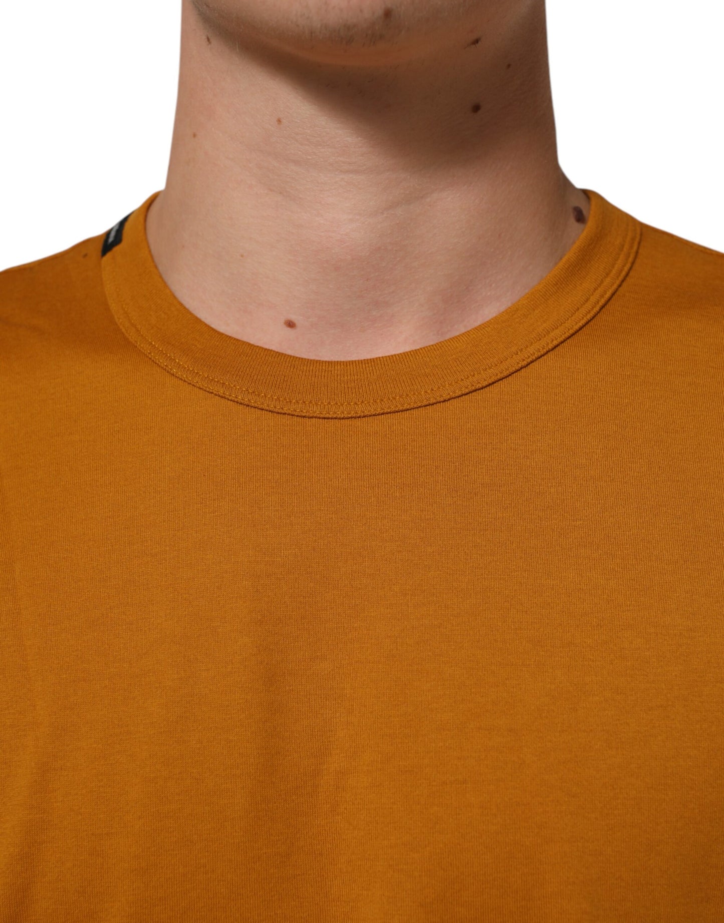 Dolce &amp; Gabbana – Goldbraunes T-Shirt mit Rundhalsausschnitt und kurzen Ärmeln