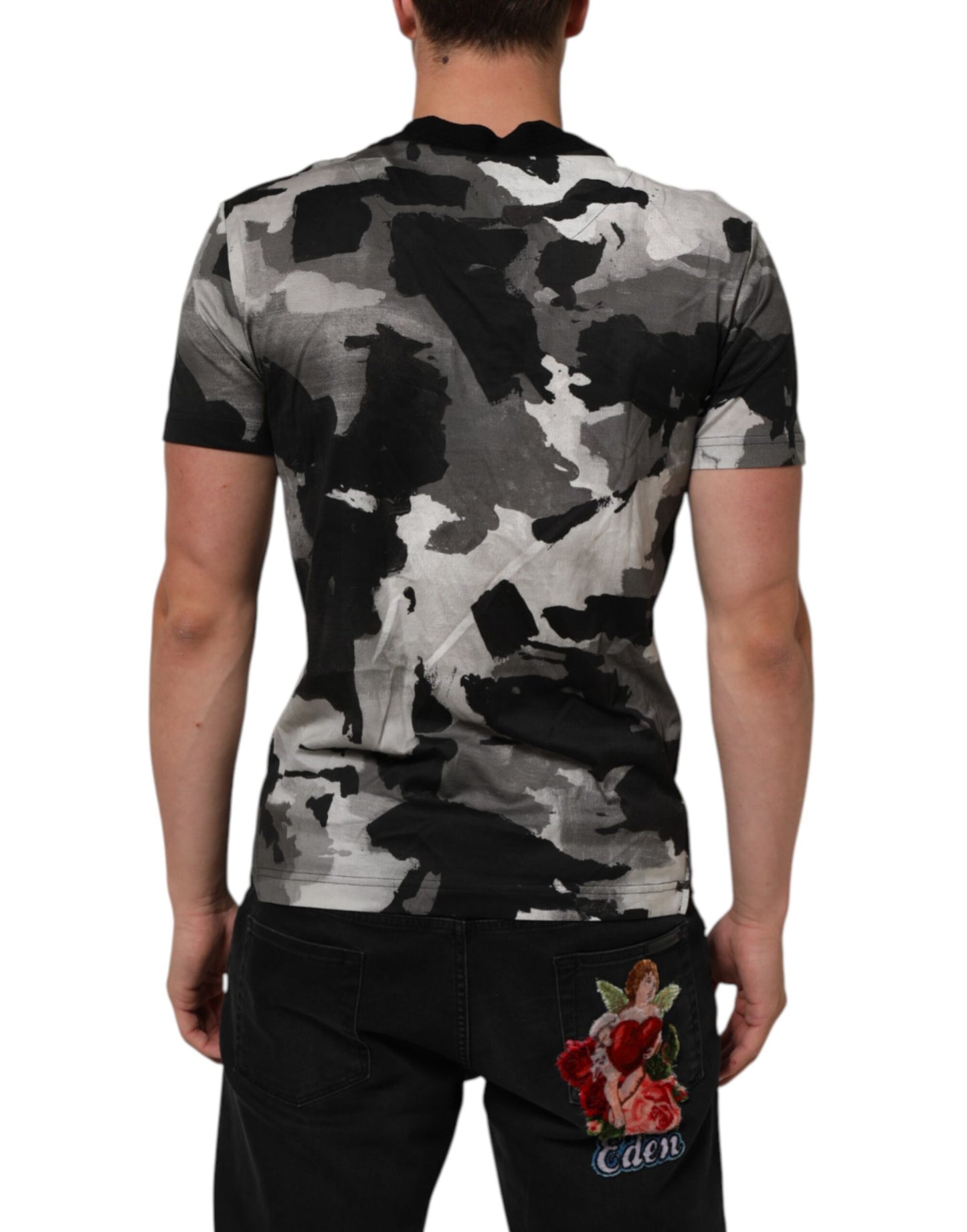 Dolce &amp; Gabbana – Mehrfarbiges Camouflage-T-Shirt für Herren mit kurzen Ärmeln