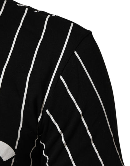 Dolce &amp; Gabbana – Schwarzes T-Shirt aus Baumwolle mit Polka Dots und Rundhalsausschnitt