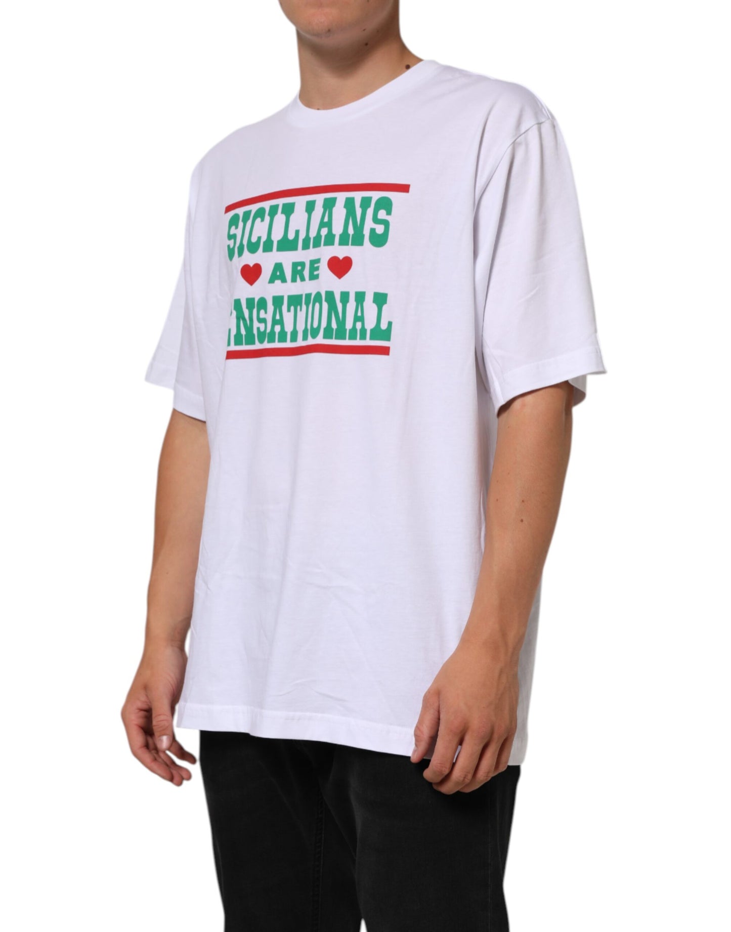 Dolce &amp; Gabbana – Weißes Baumwoll-T-Shirt mit Rundhalsausschnitt und grafischem Print