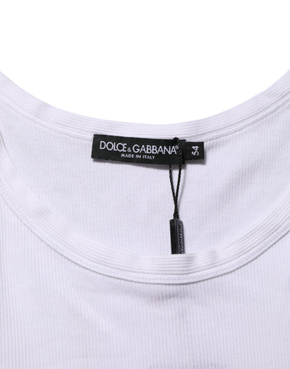 Dolce &amp; Gabbana – Weißes ärmelloses Tanktop mit Rundhalsausschnitt