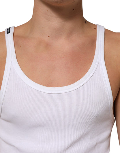 Dolce &amp; Gabbana – Weißes ärmelloses Tanktop mit Rundhalsausschnitt