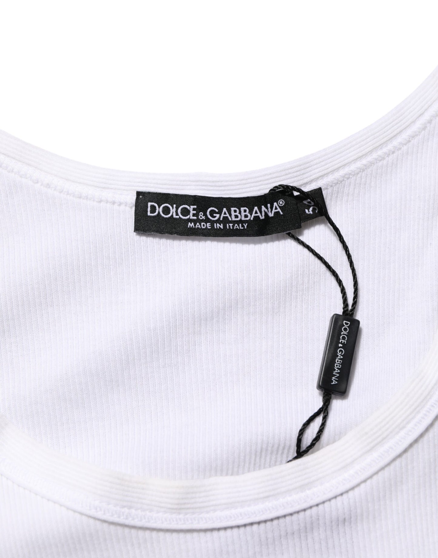Dolce &amp; Gabbana – Weißes ärmelloses Tanktop mit Rundhalsausschnitt