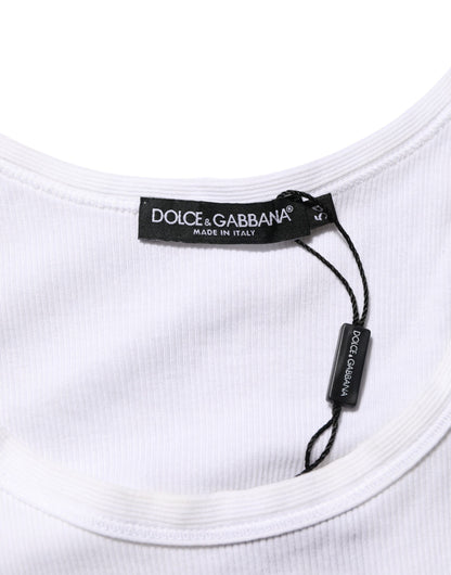 Dolce &amp; Gabbana – Weißes ärmelloses Tanktop mit Rundhalsausschnitt