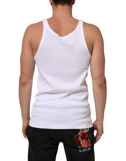 Dolce &amp; Gabbana – Weißes ärmelloses Tank-T-Shirt mit Rundhalsausschnitt