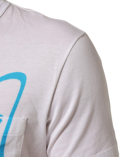 Dolce &amp; Gabbana – Weißes Baumwoll-T-Shirt mit Rundhalsausschnitt und grafischem Print