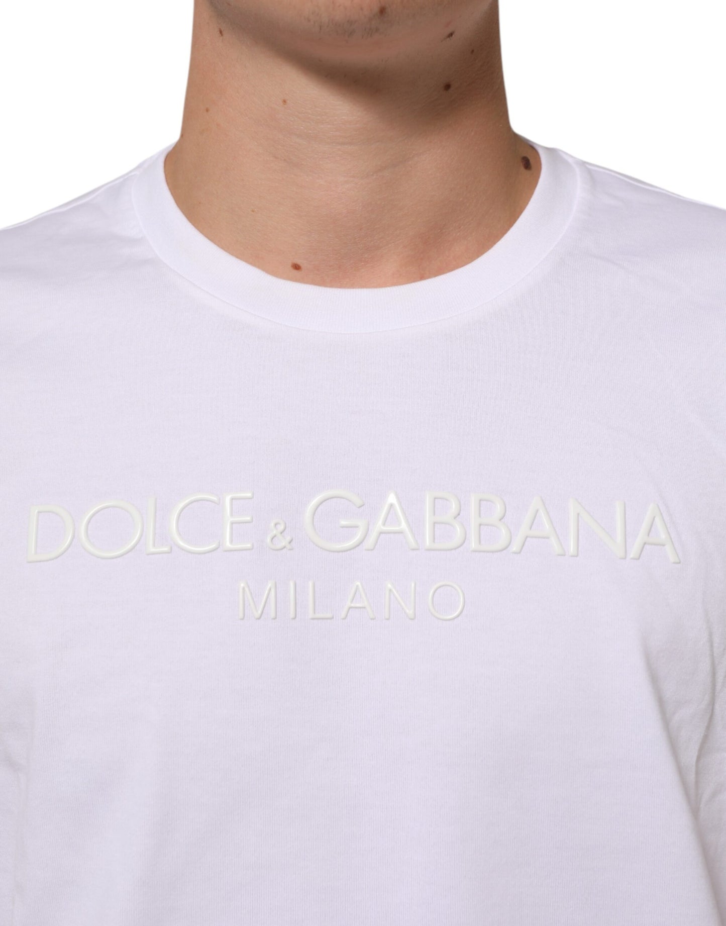 Dolce &amp; Gabbana – Weißes T-Shirt aus Baumwolle mit Rundhalsausschnitt und kurzen Ärmeln