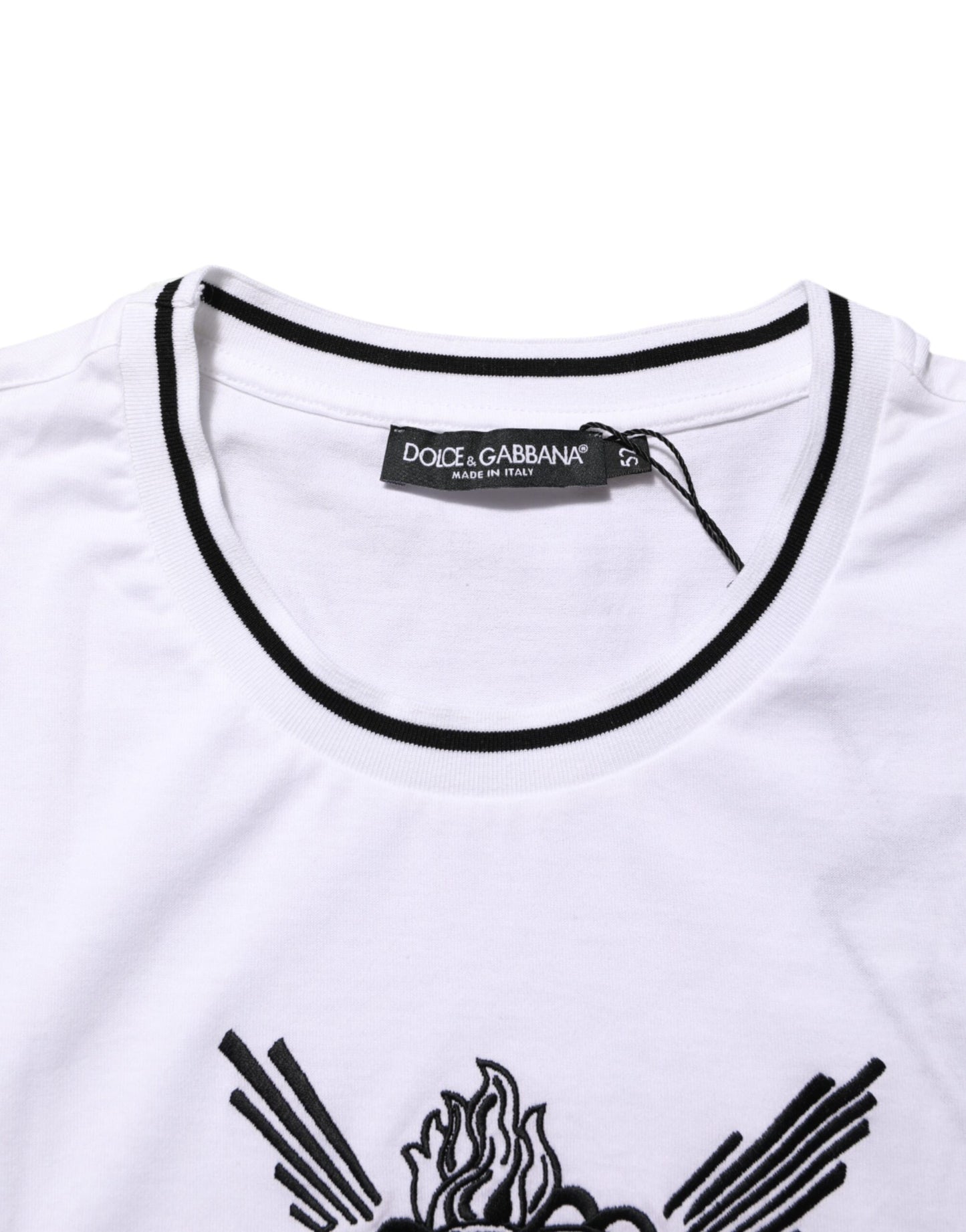 Dolce &amp; Gabbana – Weißes, kurzärmliges T-Shirt mit Sacred Heart-Print für Herren