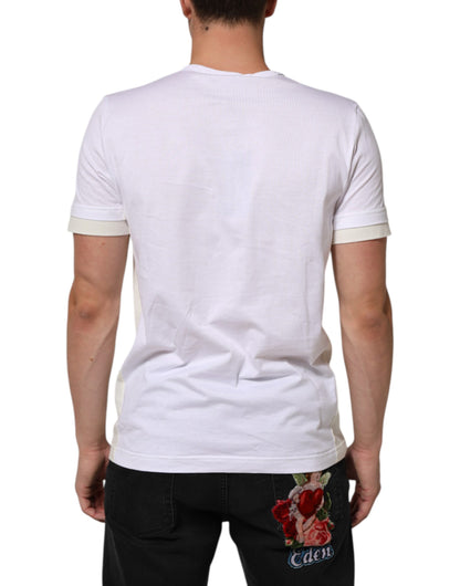 Dolce &amp; Gabbana – Weißes Herren-T-Shirt mit kurzen Ärmeln und Tasche aus Baumwolle