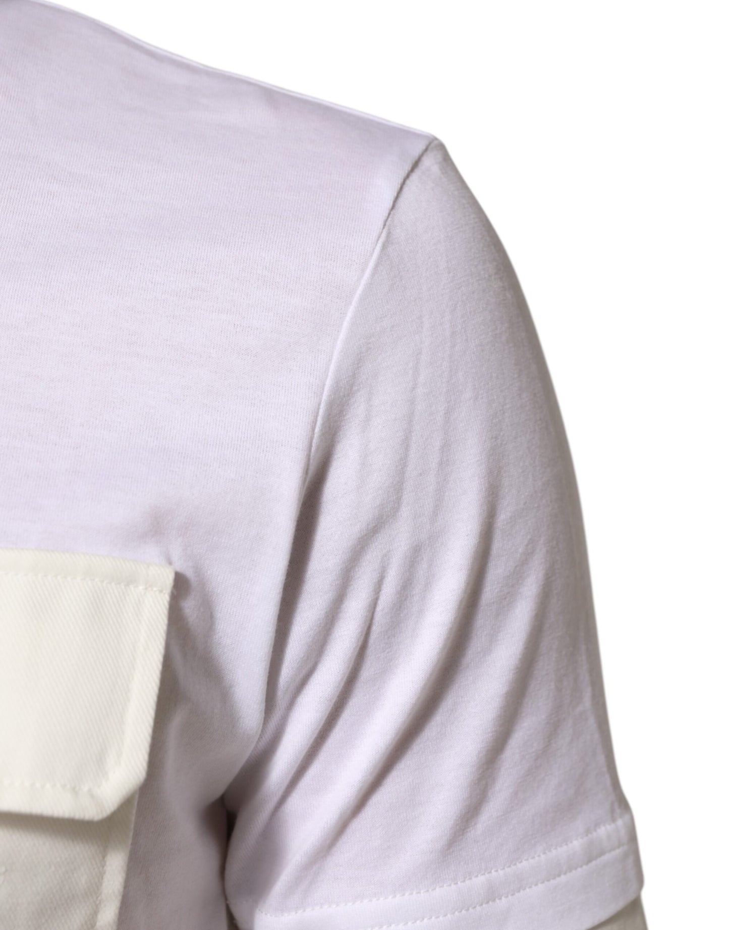 Dolce &amp; Gabbana – Weißes Herren-T-Shirt mit kurzen Ärmeln und Tasche aus Baumwolle