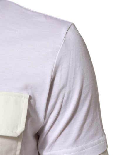 Dolce &amp; Gabbana – Weißes Herren-T-Shirt mit kurzen Ärmeln und Tasche aus Baumwolle