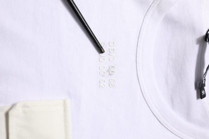 Dolce &amp; Gabbana – Weißes Herren-T-Shirt mit kurzen Ärmeln und Tasche aus Baumwolle