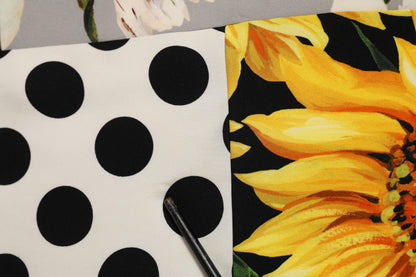 Dolce &amp; Gabbana – Mehrfarbiges Etuikleid aus Pachwork-Charmeuse mit Blumenmuster