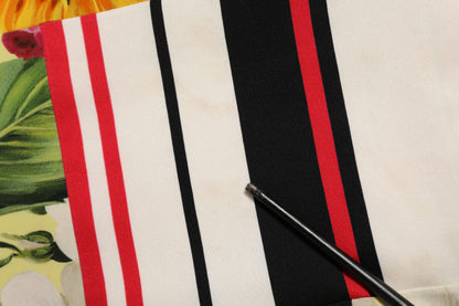 Dolce &amp; Gabbana – Mehrfarbiges Etuikleid aus Pachwork-Charmeuse mit Blumenmuster