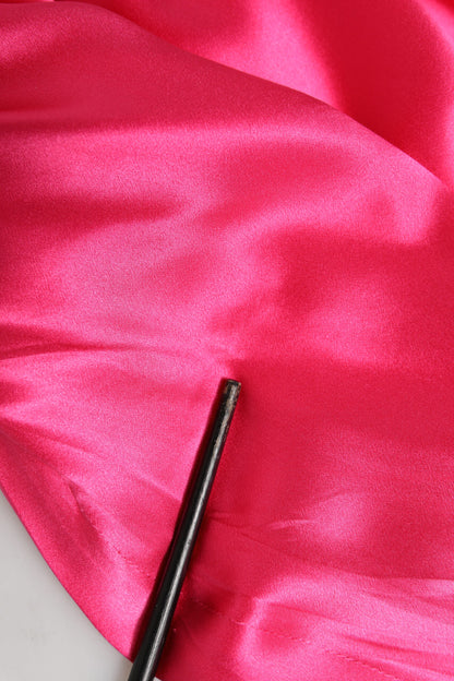 Dolce &amp; Gabbana – Rosa Etuikleid aus Seide mit Schleife und offenen Schultern