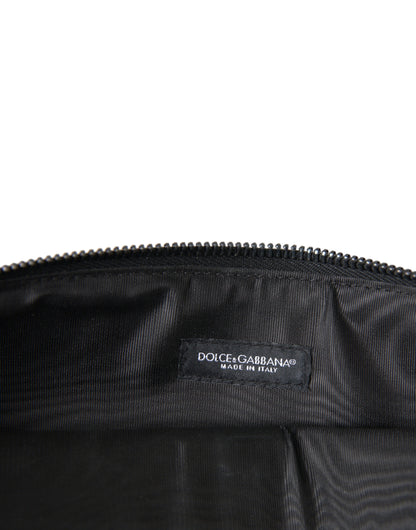 Dolce & Gabbana Multicolor Leopard Jacquard Logo Plaque Document Briefcase Bag