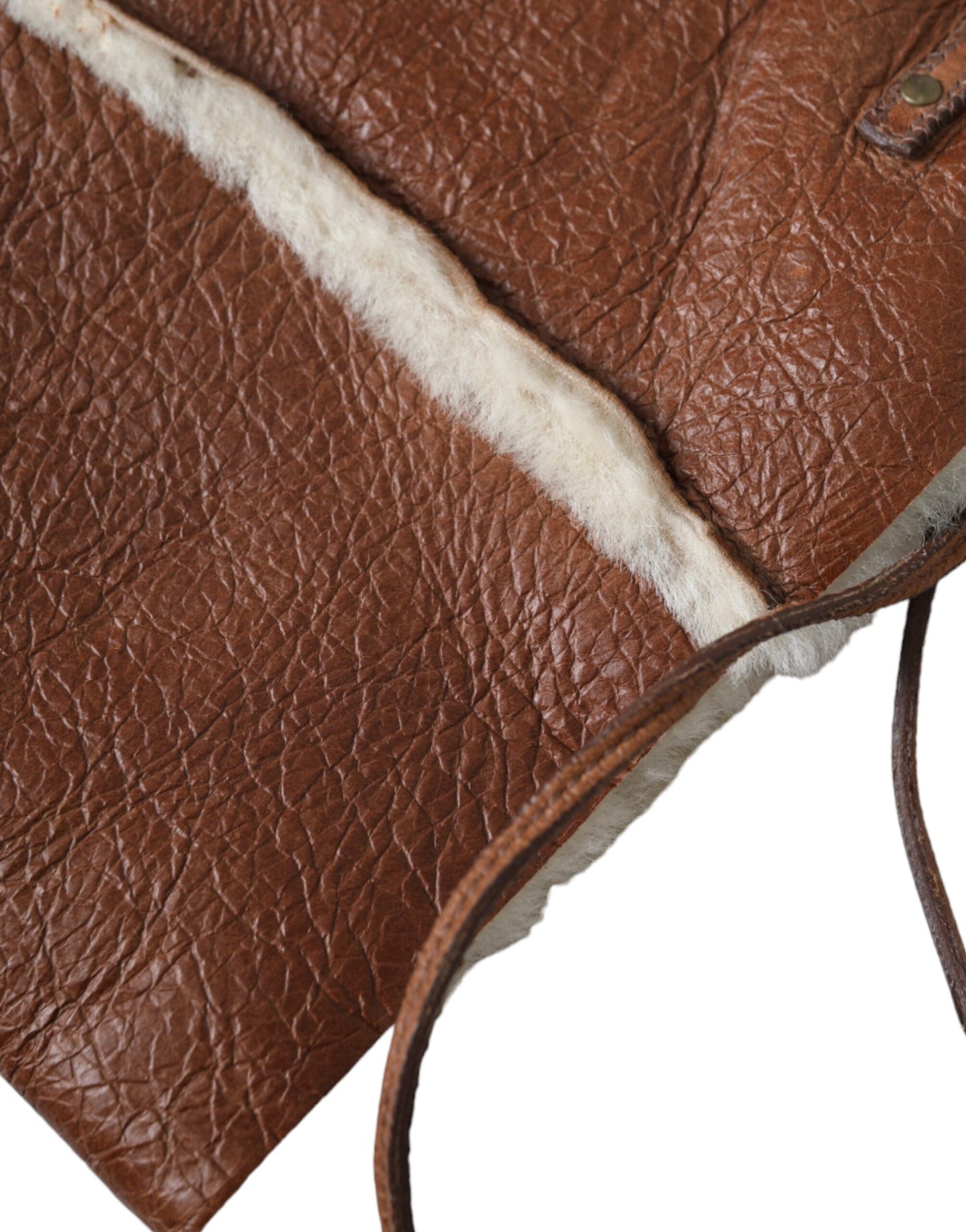 Miu Miu Braunes Lederfell-Innenfutter, Nackenband, Winterfleece-Handwärmer