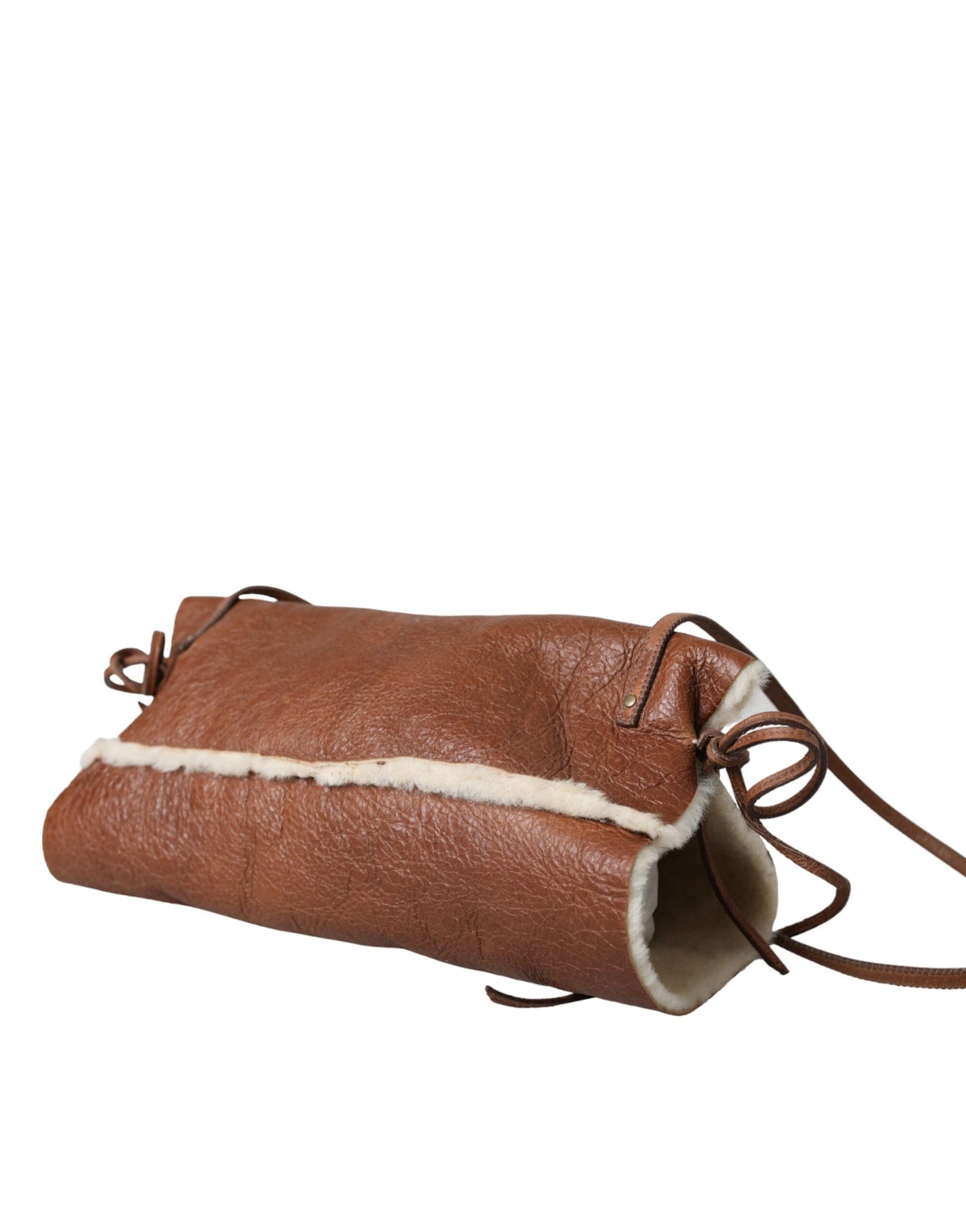 Miu Miu Braunes Lederfell-Innenfutter, Nackenband, Winterfleece-Handwärmer