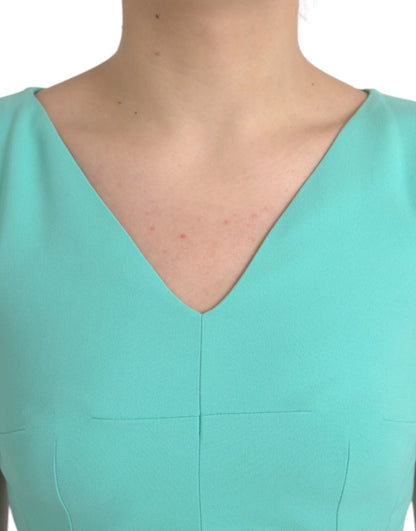 Dolce &amp; Gabbana Grünes ärmelloses Etui-Midikleid aus Viskose