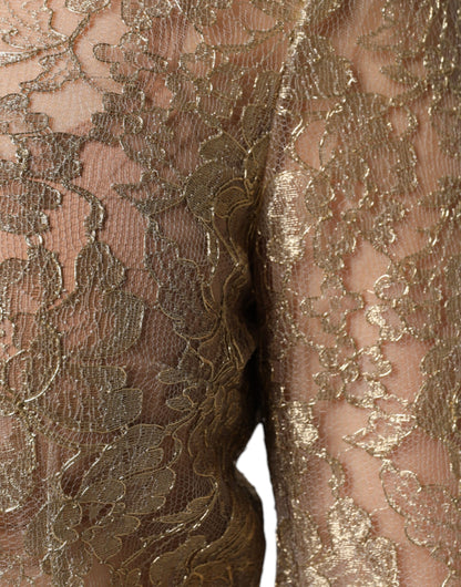 Dolce &amp; Gabbana – A-Linien-Etui-Minikleid mit goldener Blumenspitze