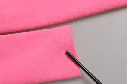 Dolce &amp; Gabbana – Rosafarbenes Etui-Midikleid aus Polyester mit langen Ärmeln