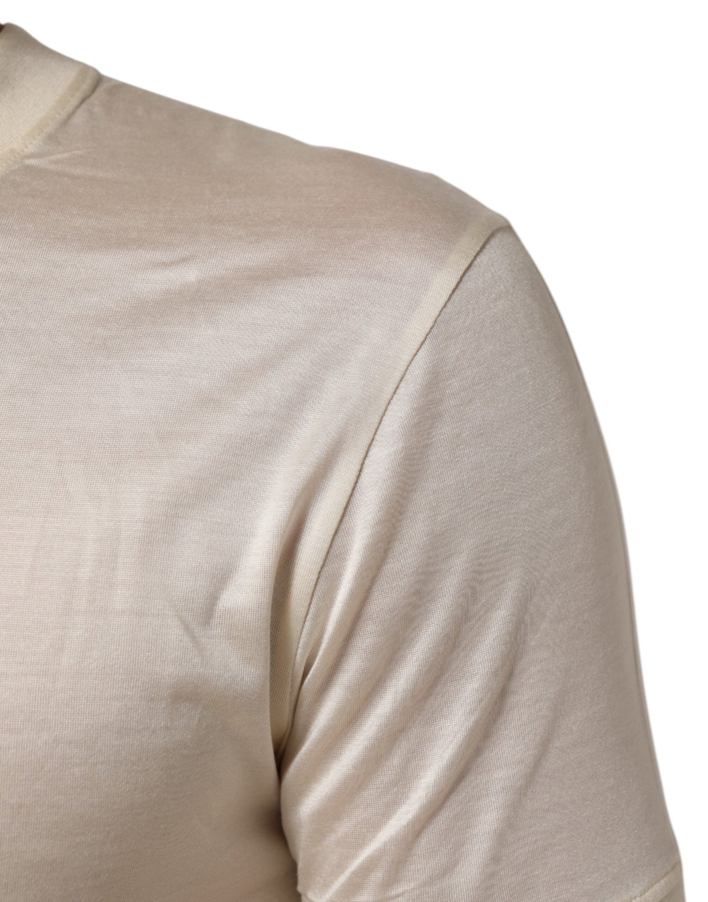 Dolce &amp; Gabbana – Kurzärmliges T-Shirt aus Seide mit Rundhalsausschnitt in Off-White